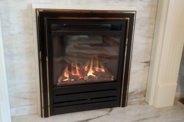Nu Flame Energis Gas Fire with Satin Black Modern Frame and Black Brass Silhouette Trim